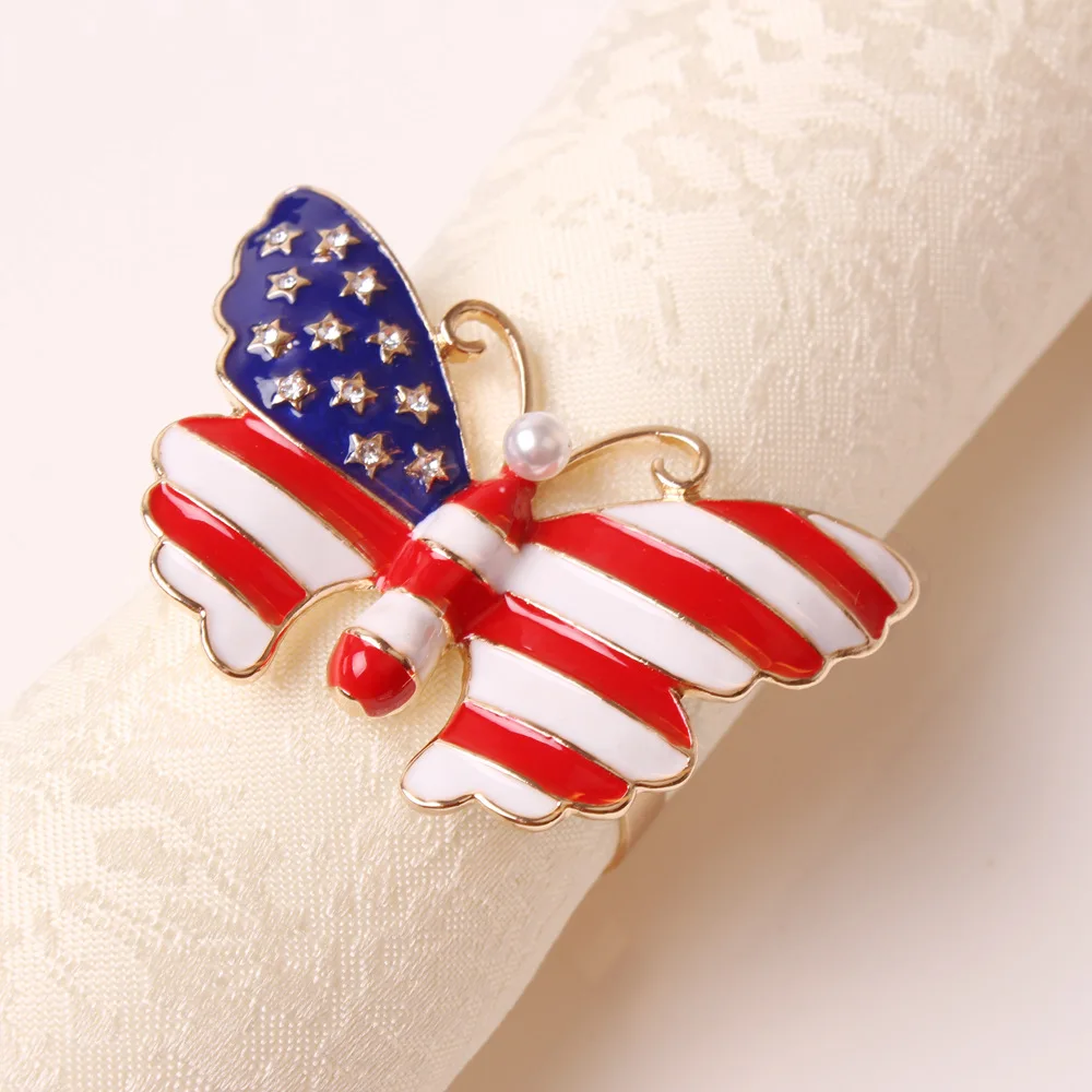 

4PCS/Metal flag butterfly napkin ring table top decoration used for festive cocktail reception western food etiquette