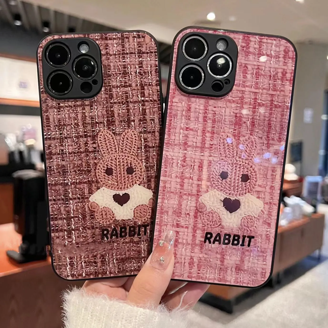 

Case for Vivo X50 X50PRO X60 X70 X70PRO X80 X80PRO X90 X90Pro simple small fragrant rabbit anti-drop glass mobile phone case