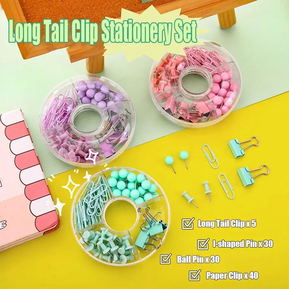 

Metal/Plastic Paper Clip Durable Binding Supplies Multifunctional Long Tail Clip Stationery Pushpin Office