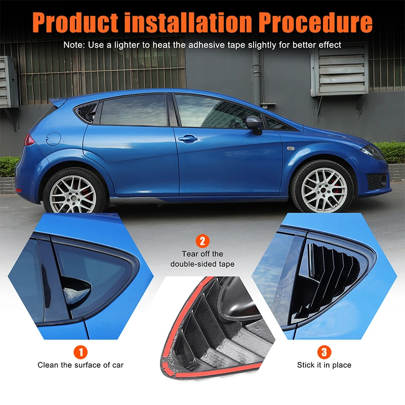 ABS углеродное волокно/черный для SEAT Leon MK2 2008-2012 треугольный внешний дефлектор