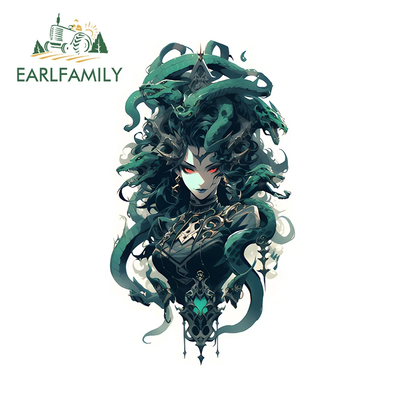 

EARLFAMILY, 13 см x 7,4 см, змея, девушка, художественный дизайн, автомобильная наклейка, зеленые животные, Мотогонки, граффити, наклейка, Забавный бампер, Декор