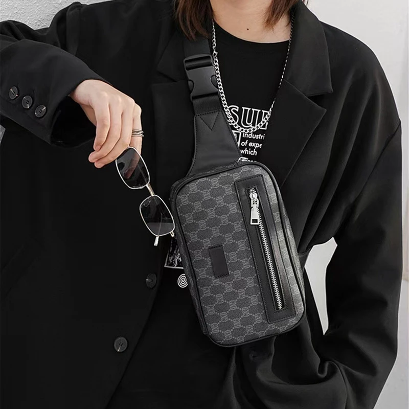 New Men's Waistpack Fashion Texture Chest Bag Vintage Letter Printing Shoulder Bag Chest Crossbody Outdoor Sports Small Backpack