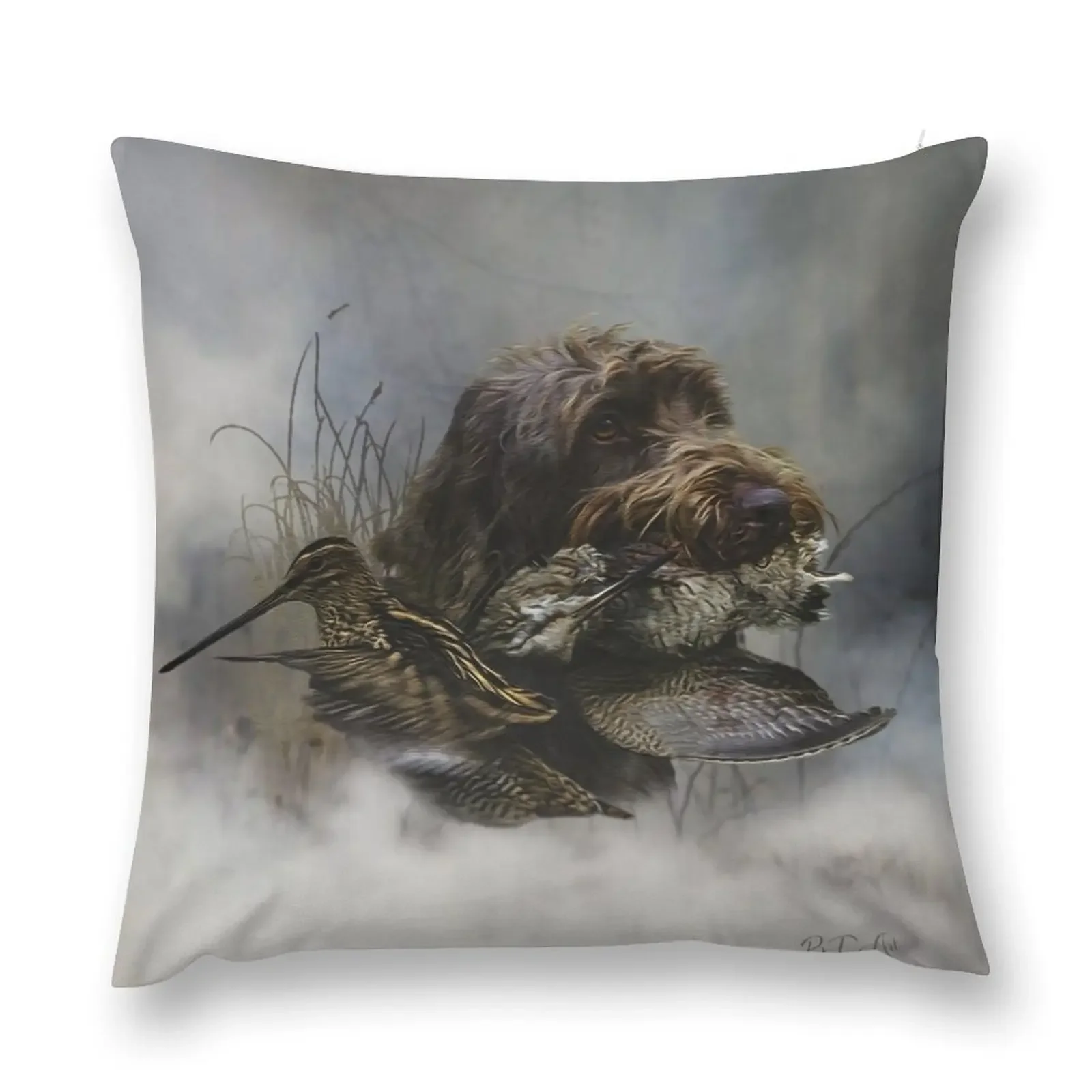 Жесткошерстный заостренный грифон деревянный крак охотничья подушка наволочка