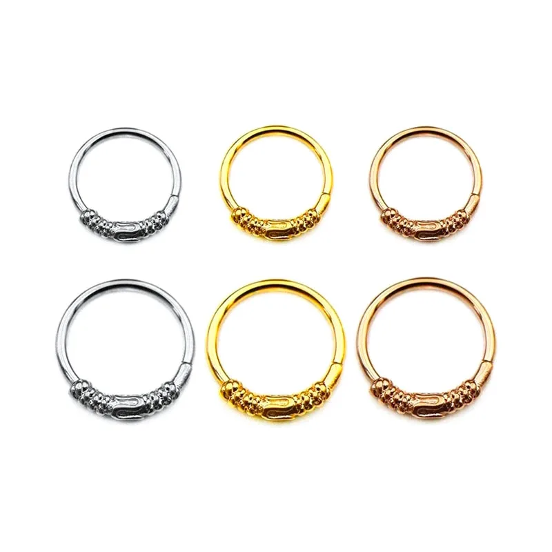 

Punk Hinged Segment Nose Ring Septum Clicker Ear Tragus Conch Daith Earring Piercing Hoop Studs 316L Surgical Steel 16G Goth