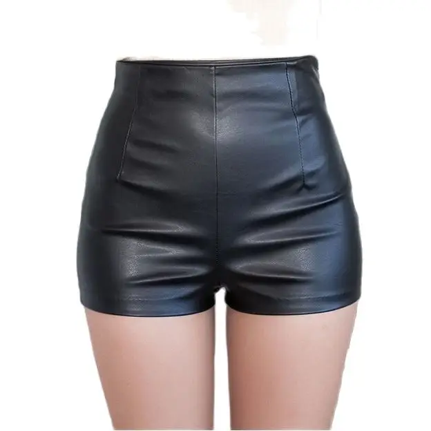 

2022 New Women's New Black High Waist Sexy Bodycon Pu Leather Shorts Pole Dance Shorts