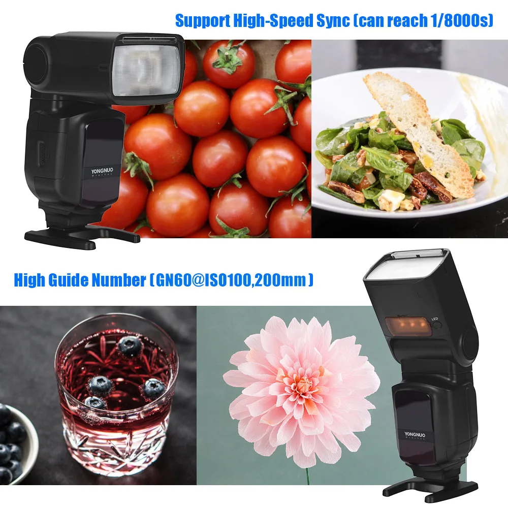 Фото YONGNUO YN968N II Вспышка Speedlite Беспроводная TTL 1/8000s HSS Встроенный светодиодный светильник для зеркальной камеры Nikon Беспроводная система YN622N YN560 №4