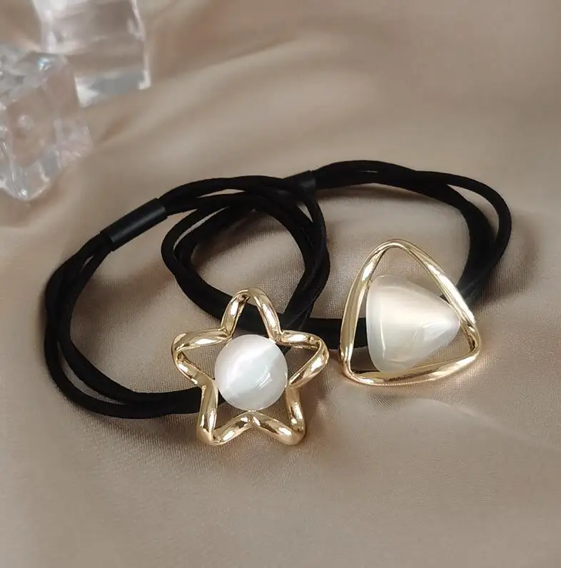 Металлические Элегантные резинки с опалом женские эластичные для волос