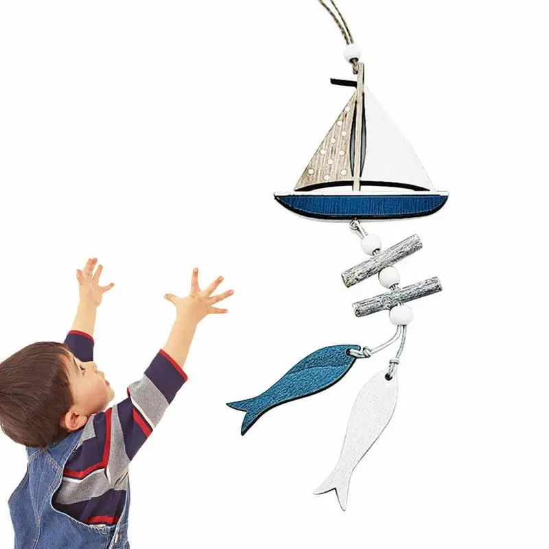 

Wind Chimes Yard Garden Ocean Wind Crafts Small Fish Boat Windchimes Hanging Decorations Kids Room Decoration