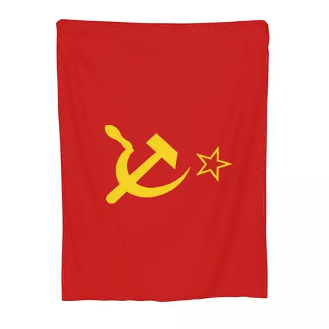 Одеяло с российским советским флагом СССР, пушистое покрывало с молотком и серпом, домашнее портативное мягкое теплое покрывало