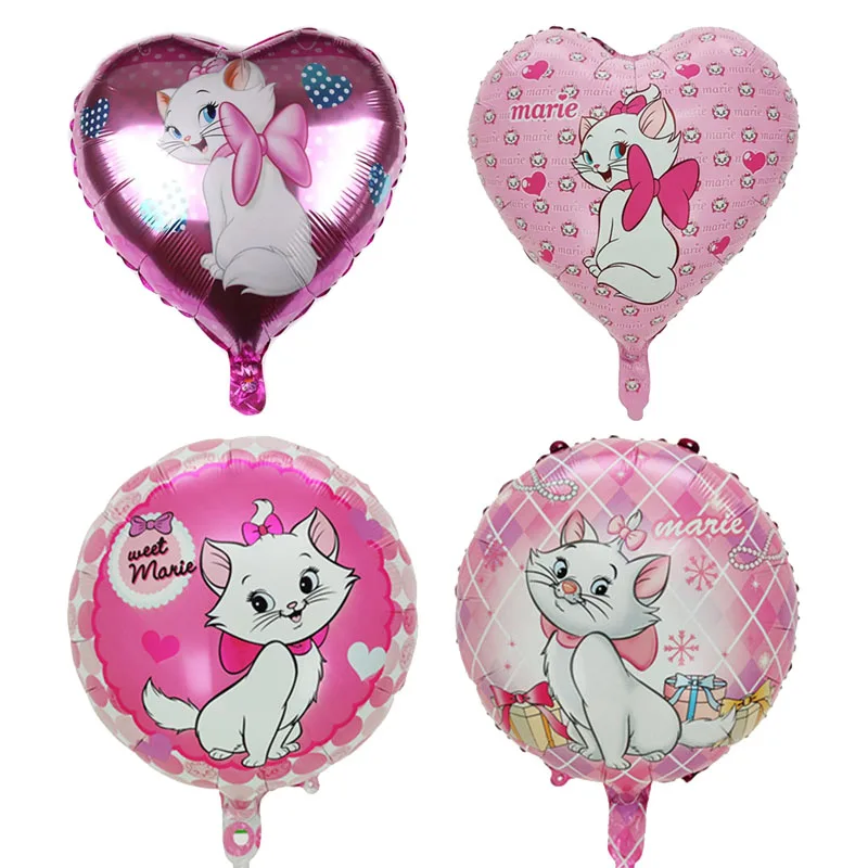 

50pcs Marie Cat Theme Aluminum Balloon Girls Birthday Party Supplies Baby Shower Decoration Air Balloon Child Toy