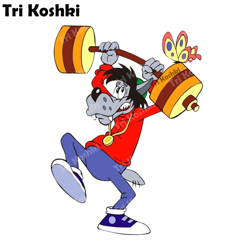 

Наклейки Tri Koshki KCS676 Ну, погоди! с изображением волка и кролика, водонепроницаемые наклейки на автомобиль для стенок бампера