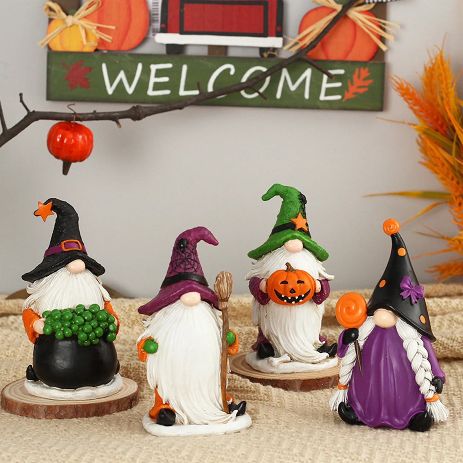 

Полимерный сад на Хэллоуин, искусственные Мультяшные непослушные фигурки карликов, маленькие скульптуры, креативное украшение для газона, ...