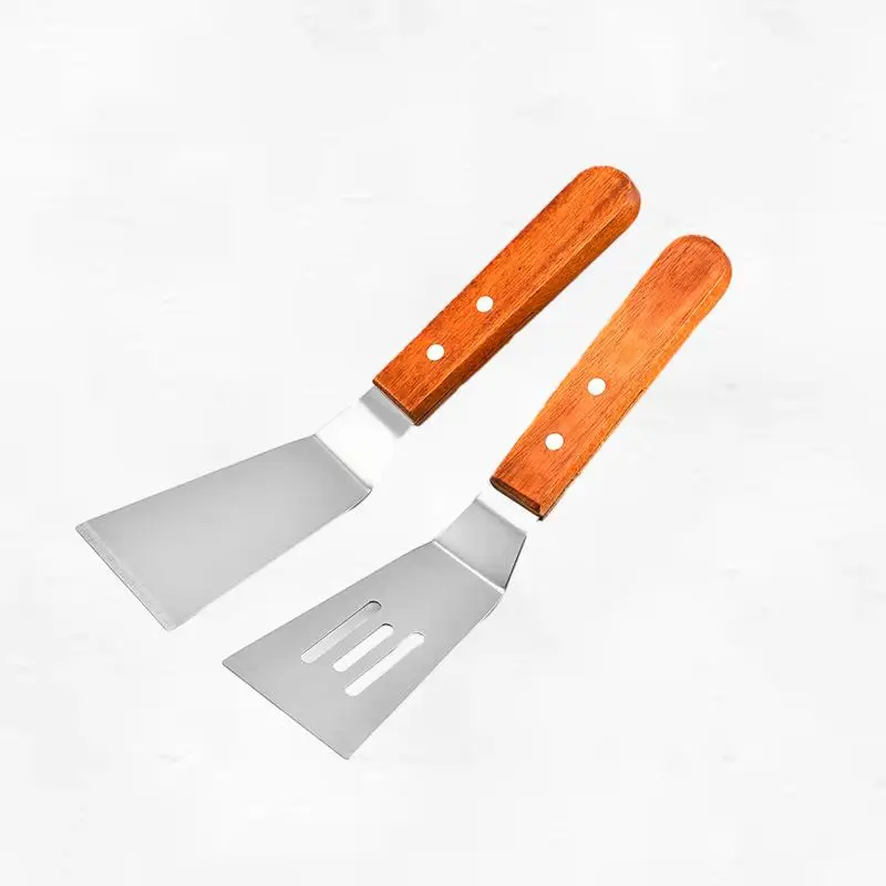 

Premium Stainless Steel Cooking Spatula with Durable Wooden Handle - Ideal Teppanyaki Leak Shovel for Effortless Cooking - Must