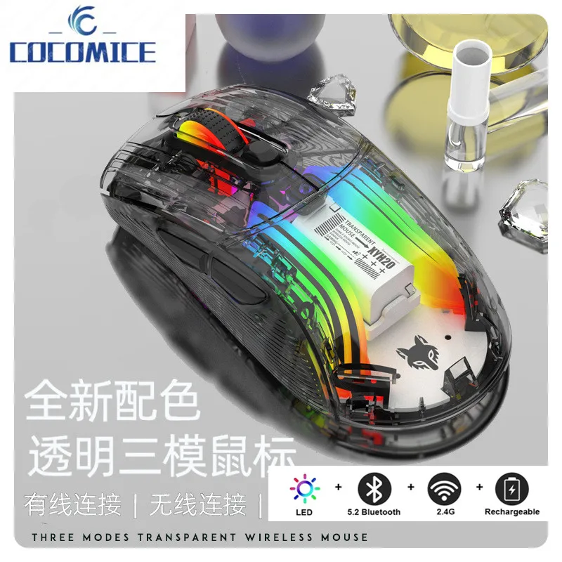 

Bluetooth wireless mouse the third mock examination transparent RGB mechanical Raton inalambrico mouse game mute recargable mice