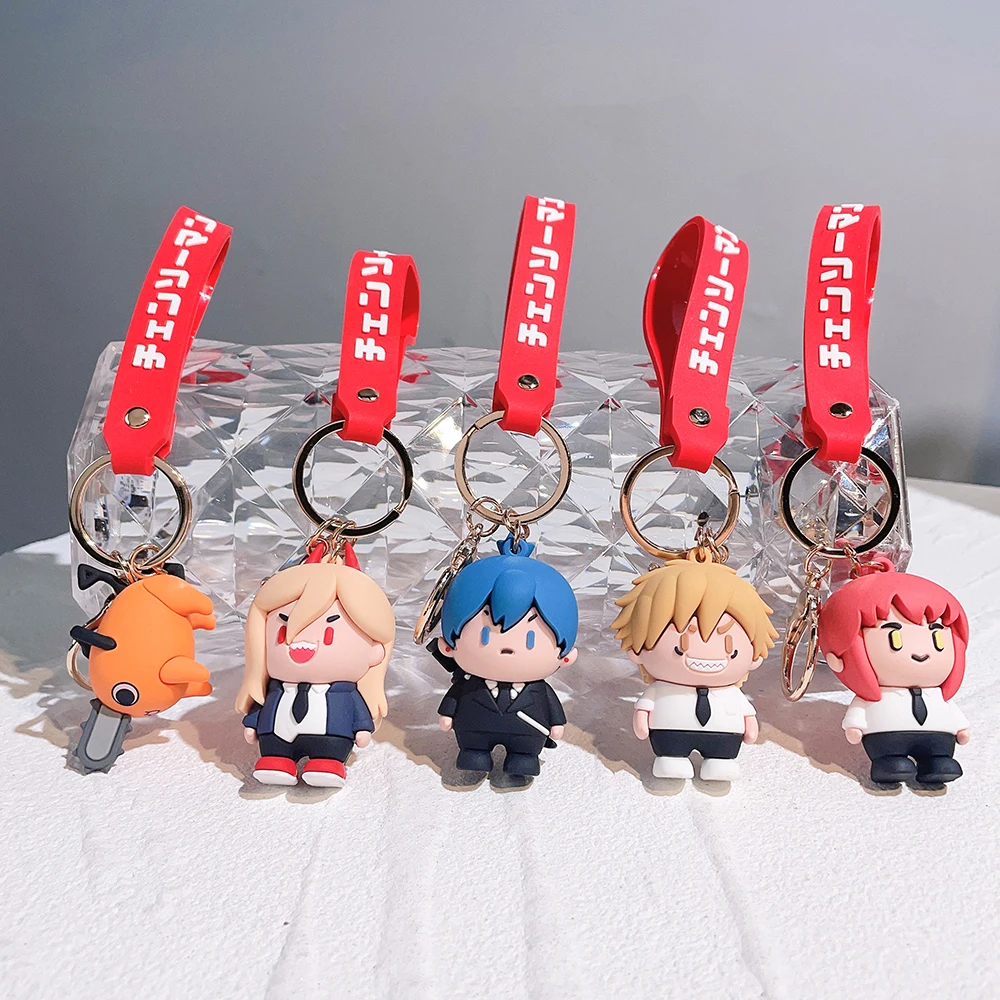 

Anime Chainsaw Man Silicone Jewelry Keychain Cartoon Cute Pochita Power Makima Denji Pendant Figurine Model Keyring Toy Gift
