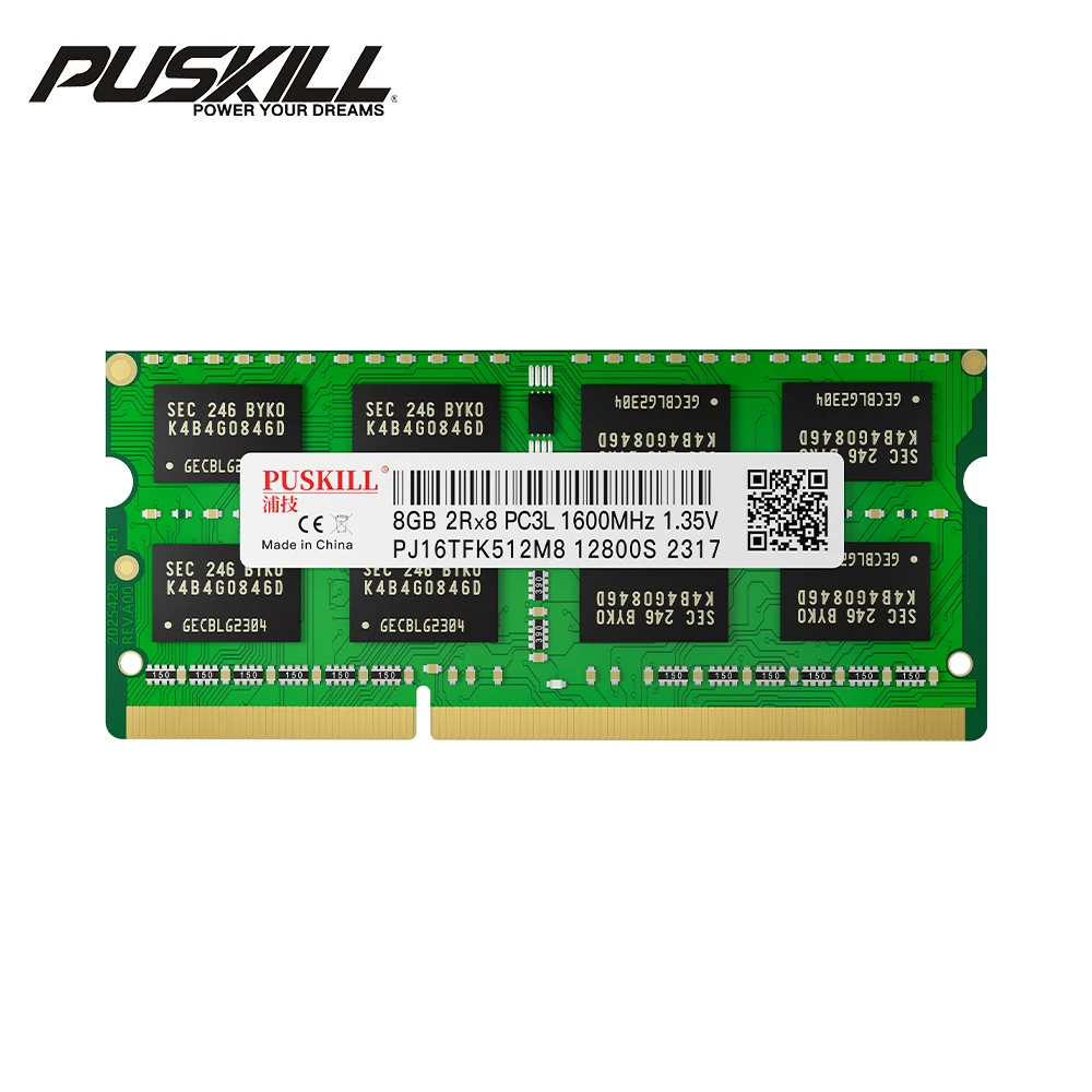 ОЗУ Puskill, DDR3, DDR3L, 4 ГБ, 8 ГБ, 204 контакта, 1333 МГц, 10600S, 1600 S, so-dimm, 12800 для ноутбука