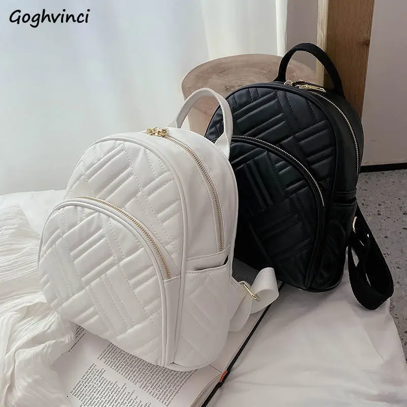 

Backpacks Women Design Texture Solid White Fashion All-match Gentle Zipper Large Capacity Bag Travel PU Leather Backpack Female