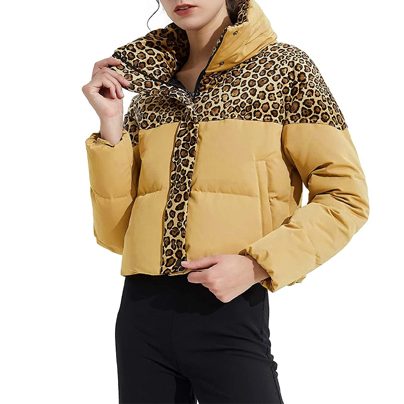 Vintage Women's Leopard Print Parka Loose Fashion Long Sleeve Ladies Padded Clothes Casual Street Warm Winter Jacket 2022 New