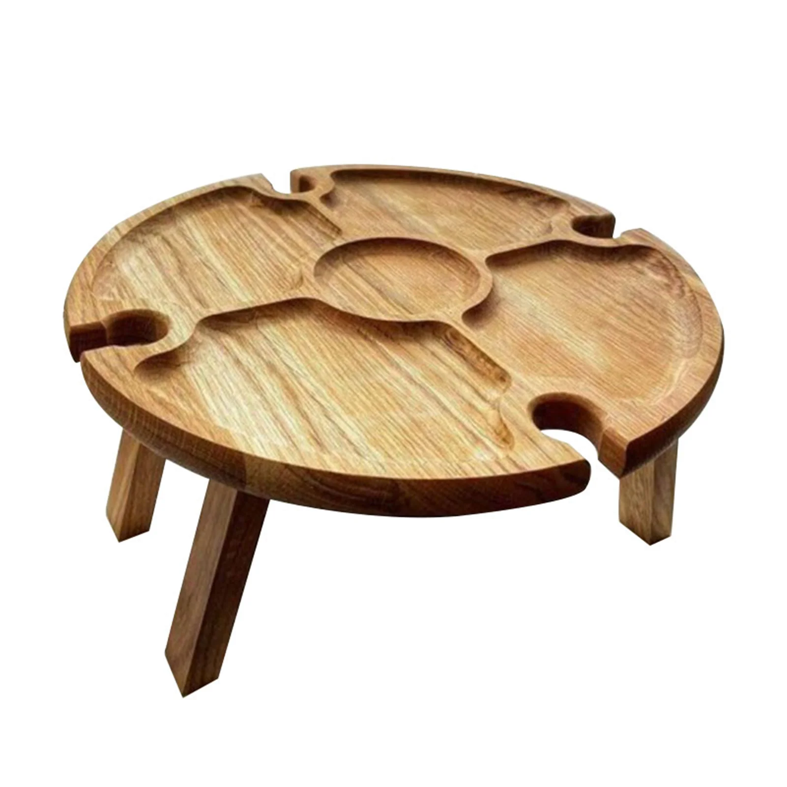 

Деревянный уличный складной стол для пикника со стеклянным держателем, Круглый складной стол для кемпинга