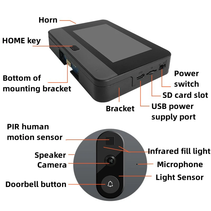 WiFi Smart Video Doorbell Eye Peephole 4.3 Inch 2.4G PIR Visual Home Outdoor Camera Night Vision 1080P Tuya Digital Door Viewer enlarge