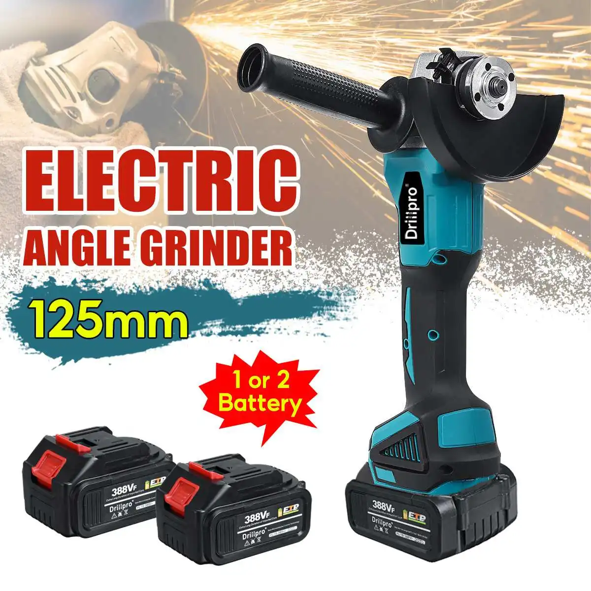 

Drillpro 125MM Brushless Electric Angle Grinder DIY Cutting Machine With Lithium-Ion Battery Power Tool for Makita 18V Battery