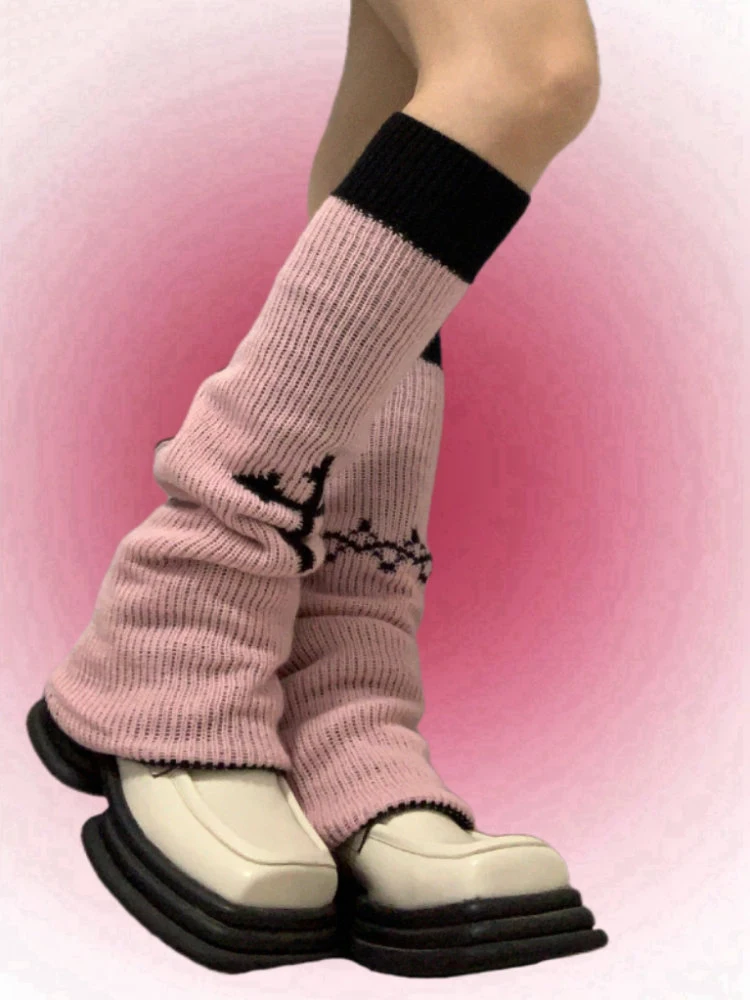 

Готические женские двухсторонние гетры, длинные носки в стиле "Лолита", вязаные леггинсы, японские сладкие носки, милые гетры для рук