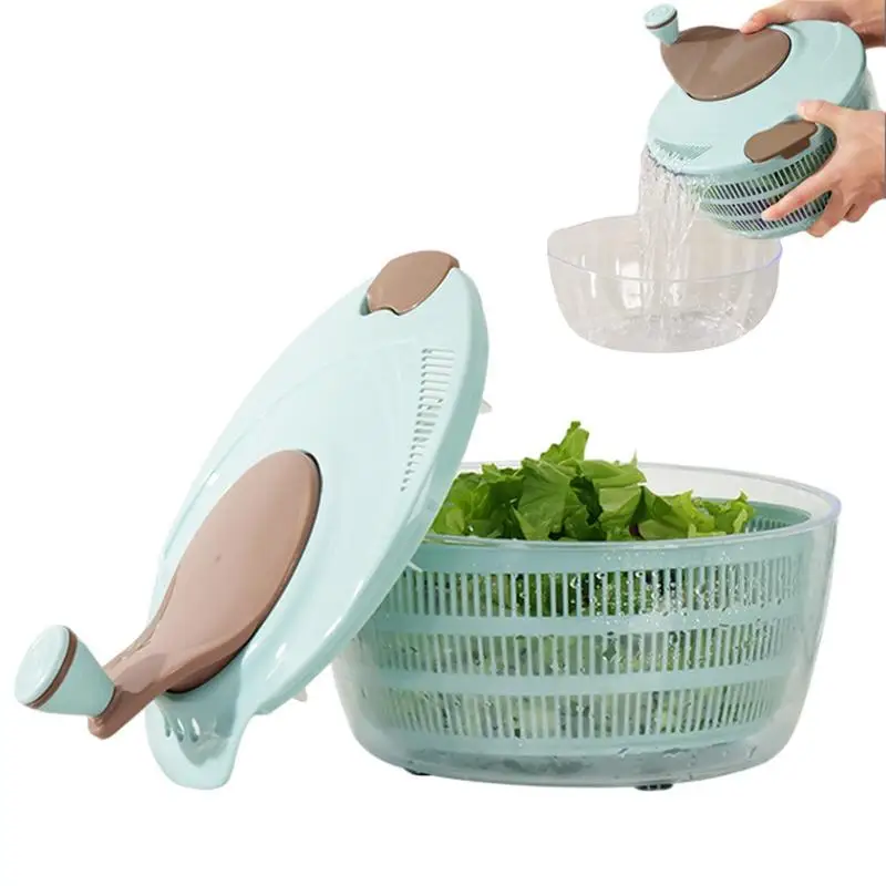 

Quick Salad Spinner Large Capacity Dryer With Double Layer Fruit Washer Dryer Drainer Strainer For Washing Drying Leafy Vege