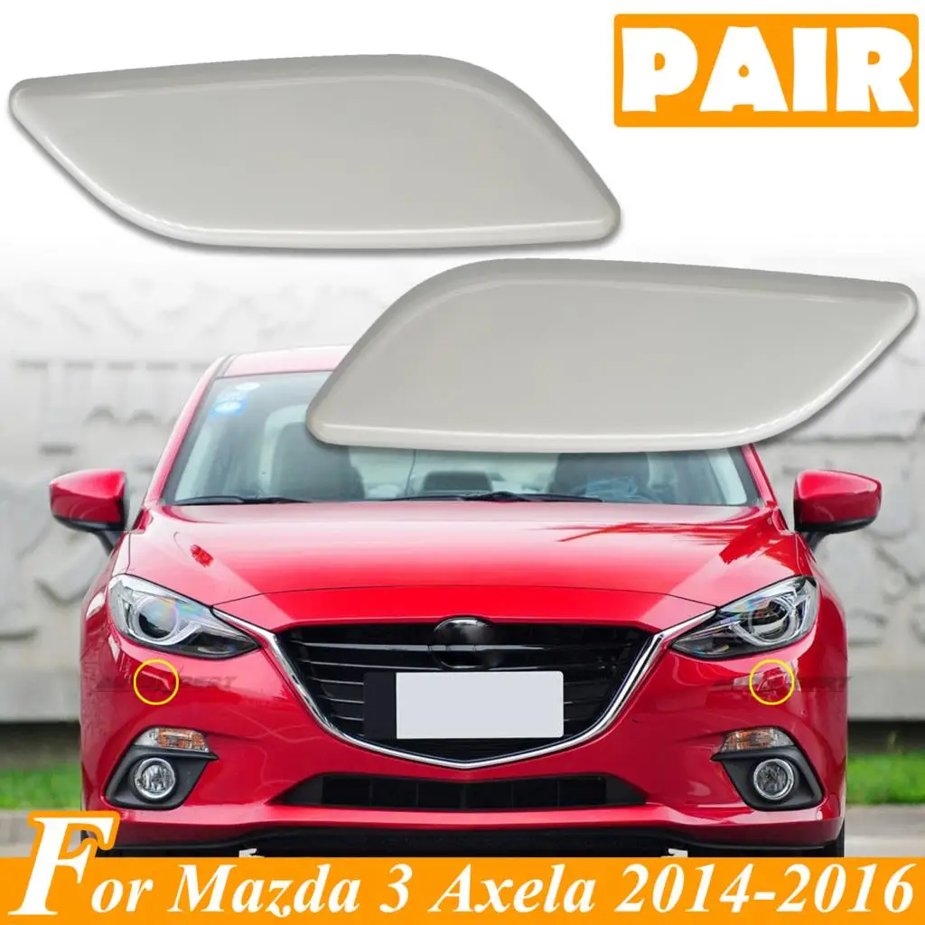 

2X Front Bumper Headlight Washer Nozzle Cover For Mazda 3 Axela BN BM 2014-2016 Headlamp Spray Jet Unprimed Cap Car Accessories