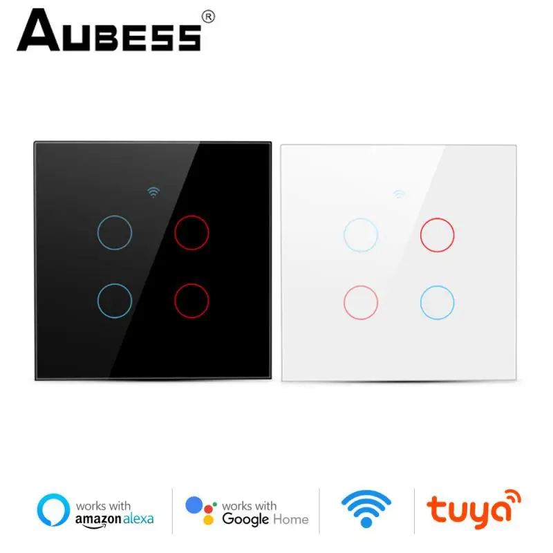 

Wifi Smart Light Switch Glass Screen Touch Panel Voice Control Wireless Wall Switches Remote With Alexa Google Home 1/2/3/4 Gang