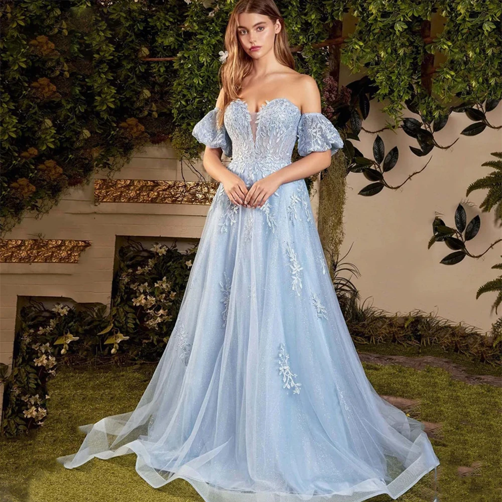 

Элегантное женское вечернее платье на одно плечо 2023 с кружевной аппликацией роскошное Съемное платье с пышными рукавами ТРАПЕЦИЕВИДНОЕ Тю...