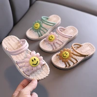 summer little girls sandals 2021 new flower simple cute pink green children sandals toddler baby soft casual school girl shoes