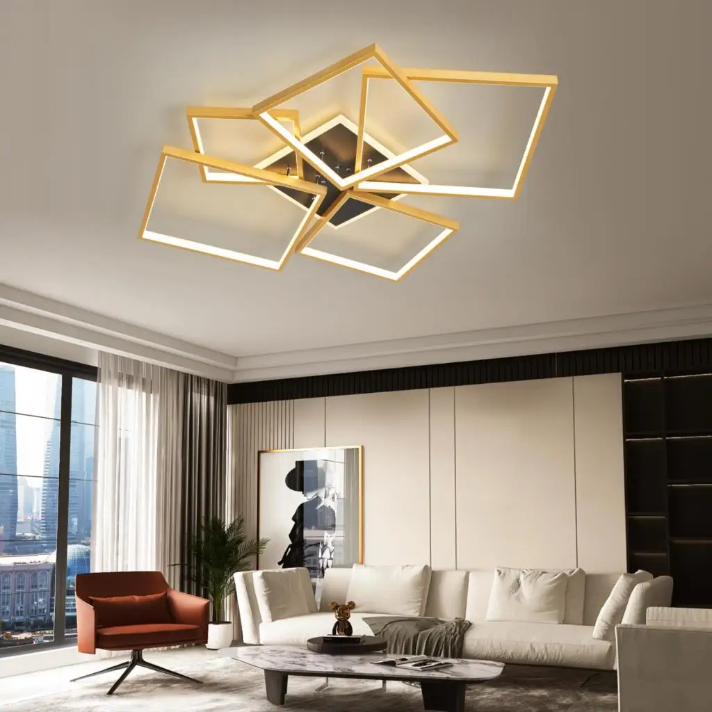 

NEO Gleam Smart Home Alexa Modern Led Chandelier For Living Room Bedroom Studyroom Black/Gold Dimmable Ceiling Chandelier Lights