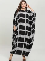 plus size dresses for women 4xl 5xl 6xl casual checked lace abaya femme patchwork runway robe large party long sleeve clothing
