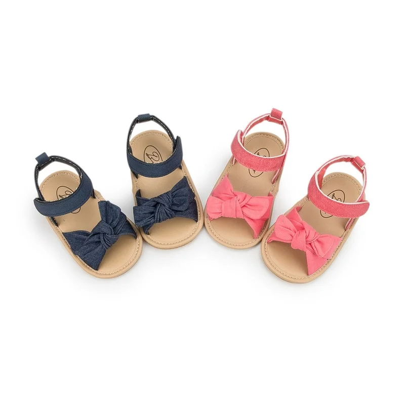 Summer Baby Sandals Baby Boy Girl Shoes Solid Shoes Anti-slip Soft Newborns Bow Classic First Walkers Infant Crib Shoes