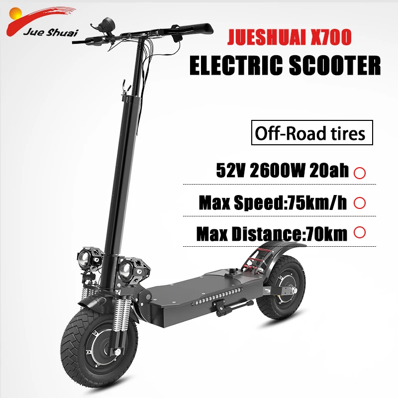 

Electric Scooter for Adults 2600W Dual Motor 48V 20AH 70KM Long Range Commuter E Scooter with Seat Folding Kick Scooter