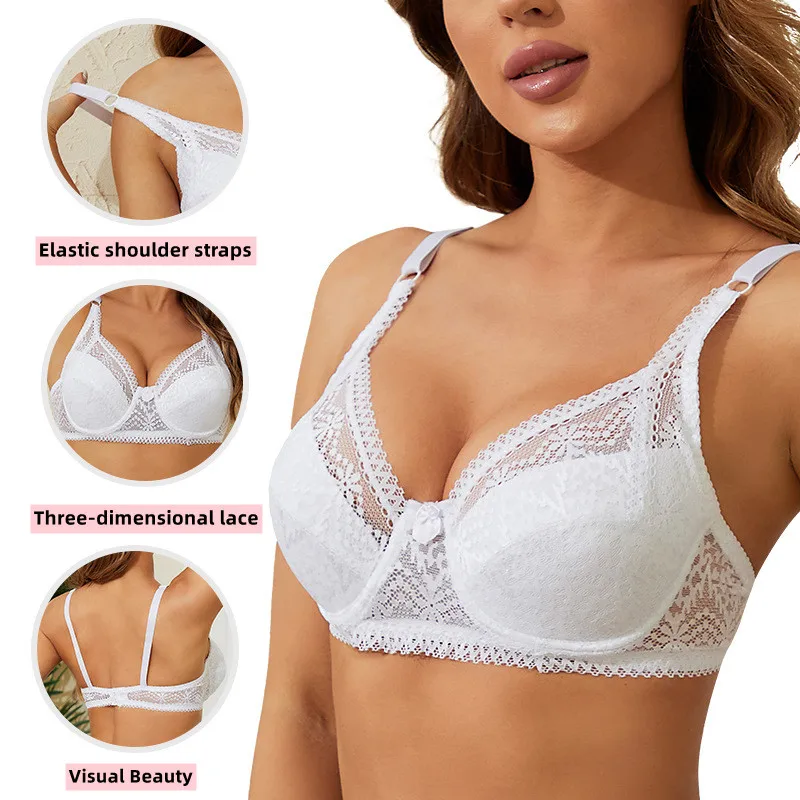 Bras For Women Underwear Thin Cup Push Up Lace Bra With Underwire Backless See Through Bra Plus Size New Women Lingerie Top Vest