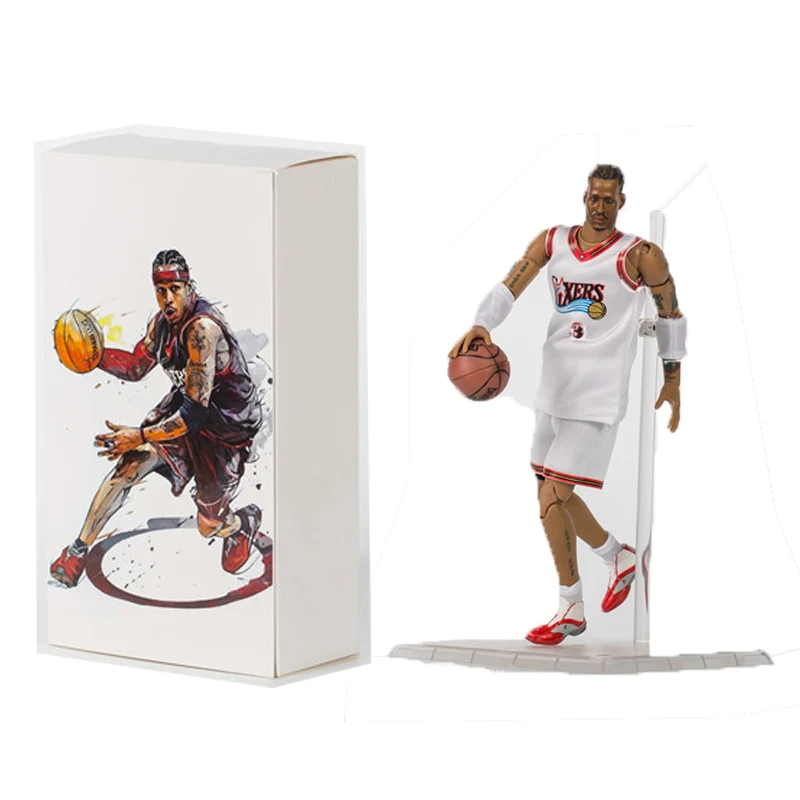 No. 3 in white Allen Ezail Iverson 1/9 star basketball player action figure toys | Action Figures
