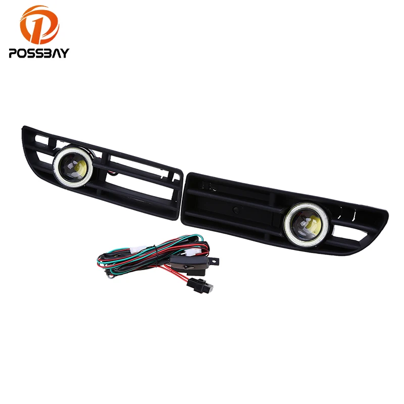 

POSSBAY Angel Eyes Fog Light Fog Lamp Fit for VW BORA MK4/A4 Typ 1J LED Auto White Halo Ring Front Lower Grille Foglamps