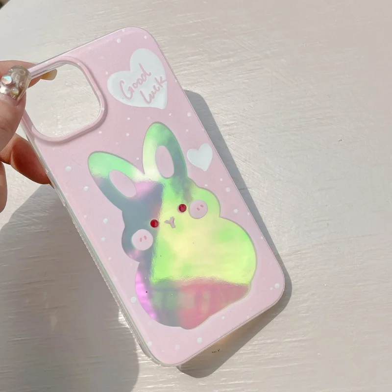 

INS Style Laser Bunny for Apple 13/14promax Phone Case Iphone12 Hard Case 11 Drop-Resistant Female