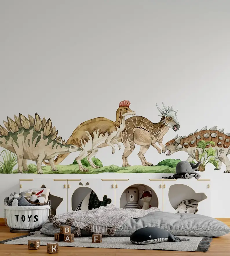 

dinosaur wall decal, dinosaur stickers, dinosaur decal, dinosaur theme, dinosaur vinyl decal, Stegosaurus sticker, Jurassic Worl