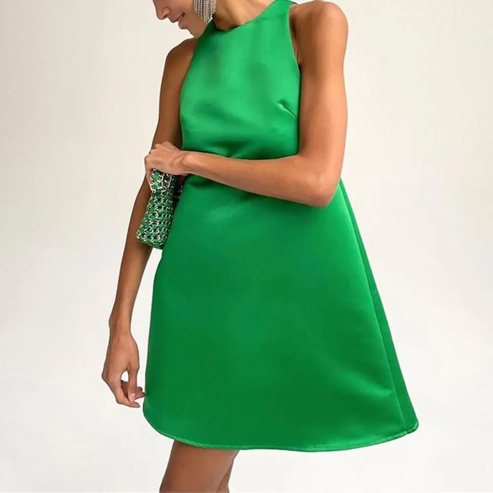 

Summer Dress Women Solid O-neck Sleeveless Party Club Mini Dresses for women 2022 Large Swing Casual Loose Sundress Vestidos