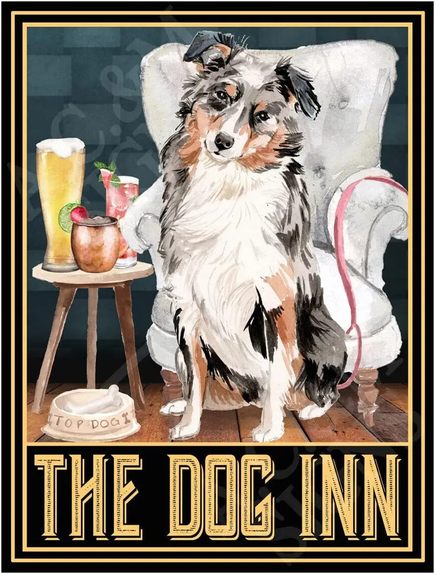 Ретро Metl Плакат The Dog nn ustrln Shepherd Tn Sgns Vntge Plque Wll Decor Gft For Home Ktchen Offce Club Br Gym 8x12 n