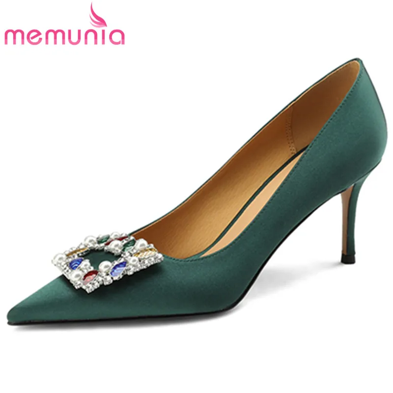 MEMUNIA 2023 New Shallow Thin High Heels Pumps Woman Synthetic Solid Shoes Slip On Elegant Ladies Party Shoes