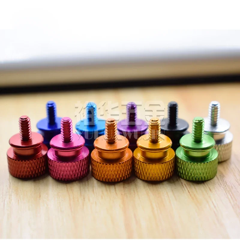 5pcs M3 round high head network grain knurled hand screw bolts aluminum alloy machine box screws color