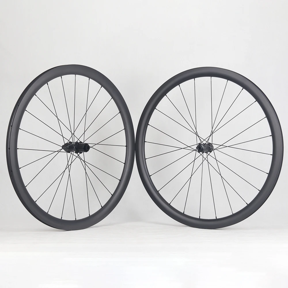 

Carbon Wheels 700C Disc Brake Road Bike center lock Road Cycling Bicycle Wheelset Tubeless 38MM 24H