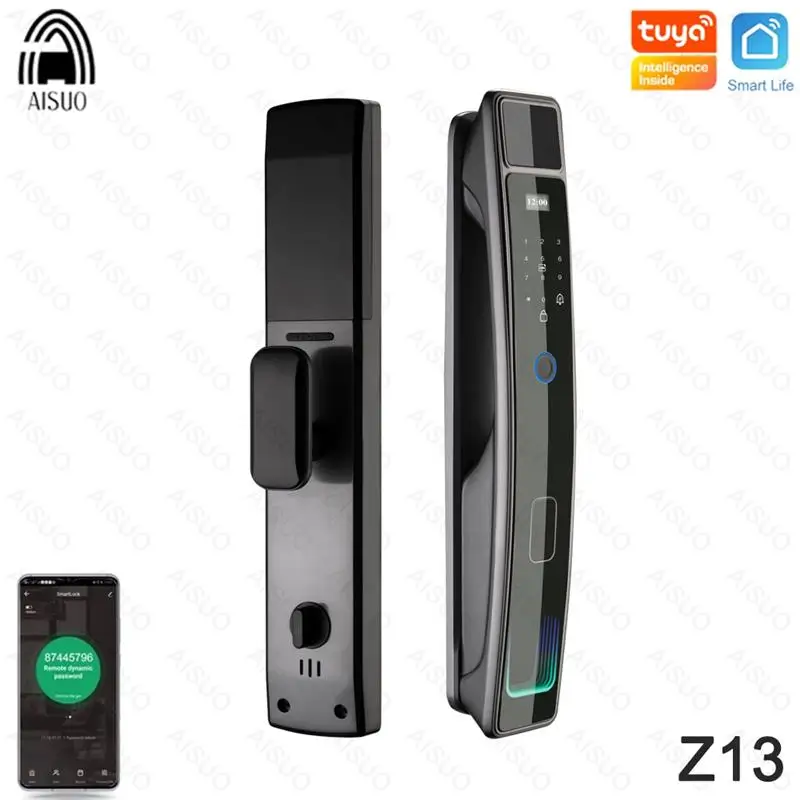

NEW AISUO Z12 TUYA WIFI Remote Unlock Temporary Password Fingerprint Magnetic Card Password Key Fully Automatic Smart Door Lock