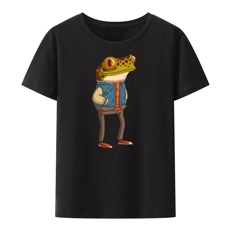 

Hippie Frog Cotton T-shirts Nostalgia Top Women Hipster Nick Young Girls Slim Poleras Mujer Hip-hop Student Woman Clothes Comics