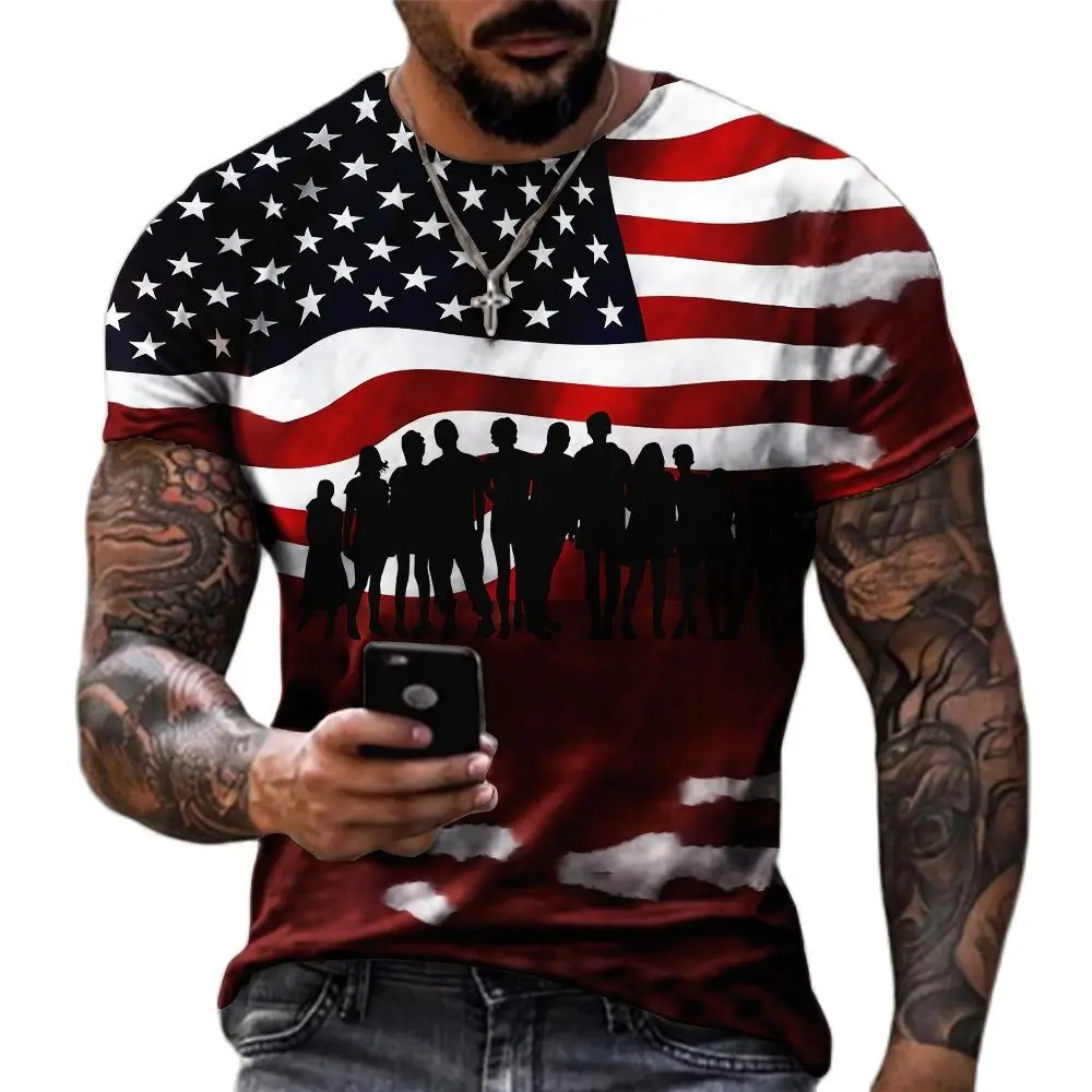 Unisex Casual 3D Printed Tshirt V-neck Short Sleeve Plus Size T-shirt National Flag Printed Men Tops Cool Fashion Streetwear