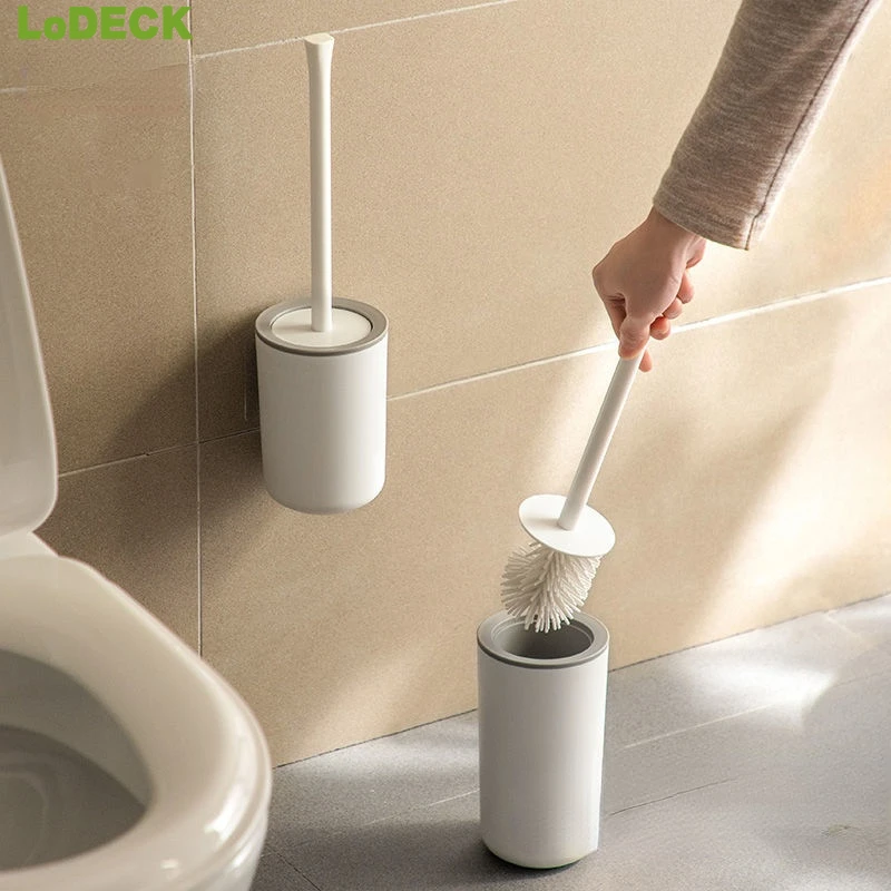 

LoDECK Silicone TPR Toilet Brush and Holder Quick Drain Cleaning Brush Tools for Toilet Household WC Bathroom Accessories Sets