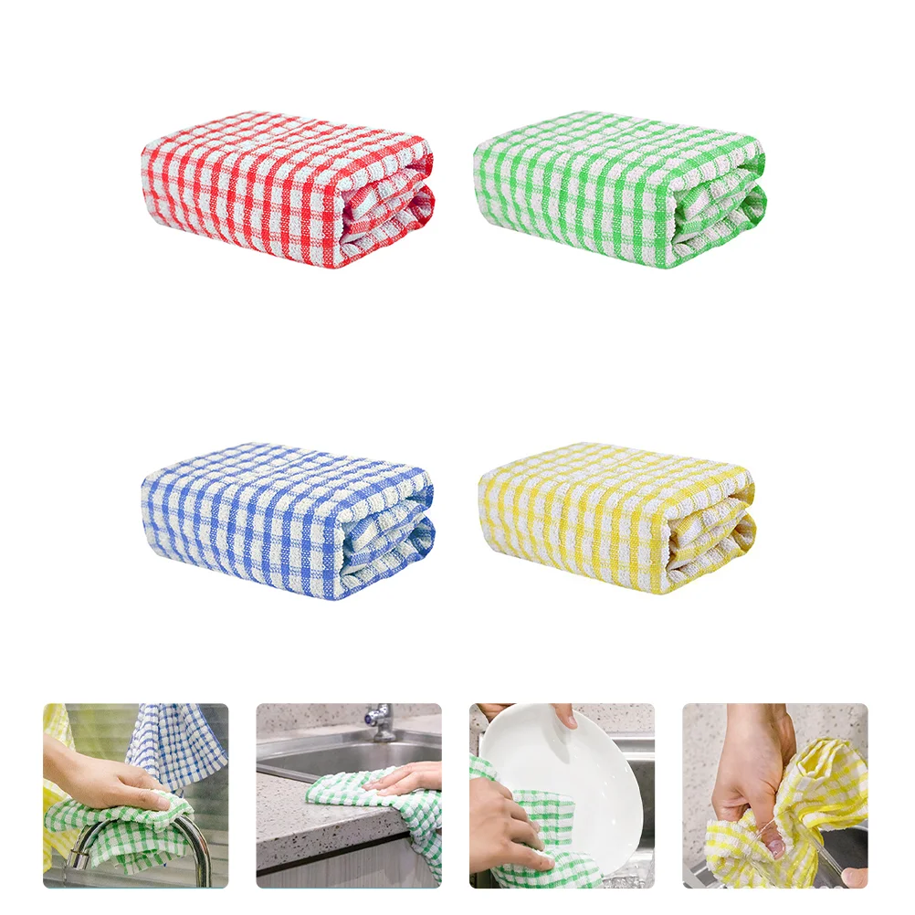 

4pcs Dish Towels Cleaning Cloth Window Glass Car Floor Rags Bowl Dish Wiper